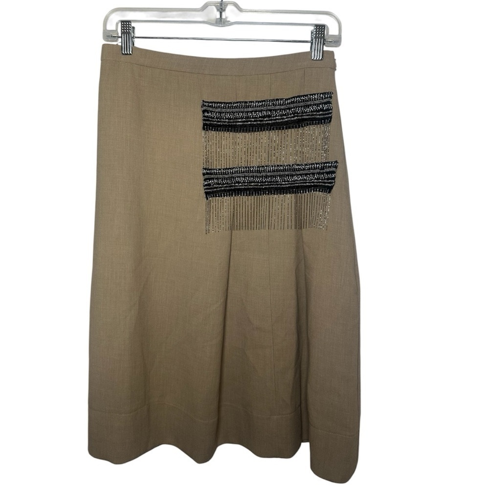 ELLIE MAKIR Women’s Camel Midi Skirt, Size Medium